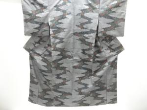 雲に花模様織り出し本場泥大島紬着物(5マルキ)